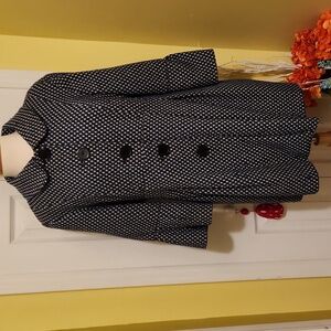 Vintage Blue and Black Tweed Lightweight Coat With Flounce Sleeve